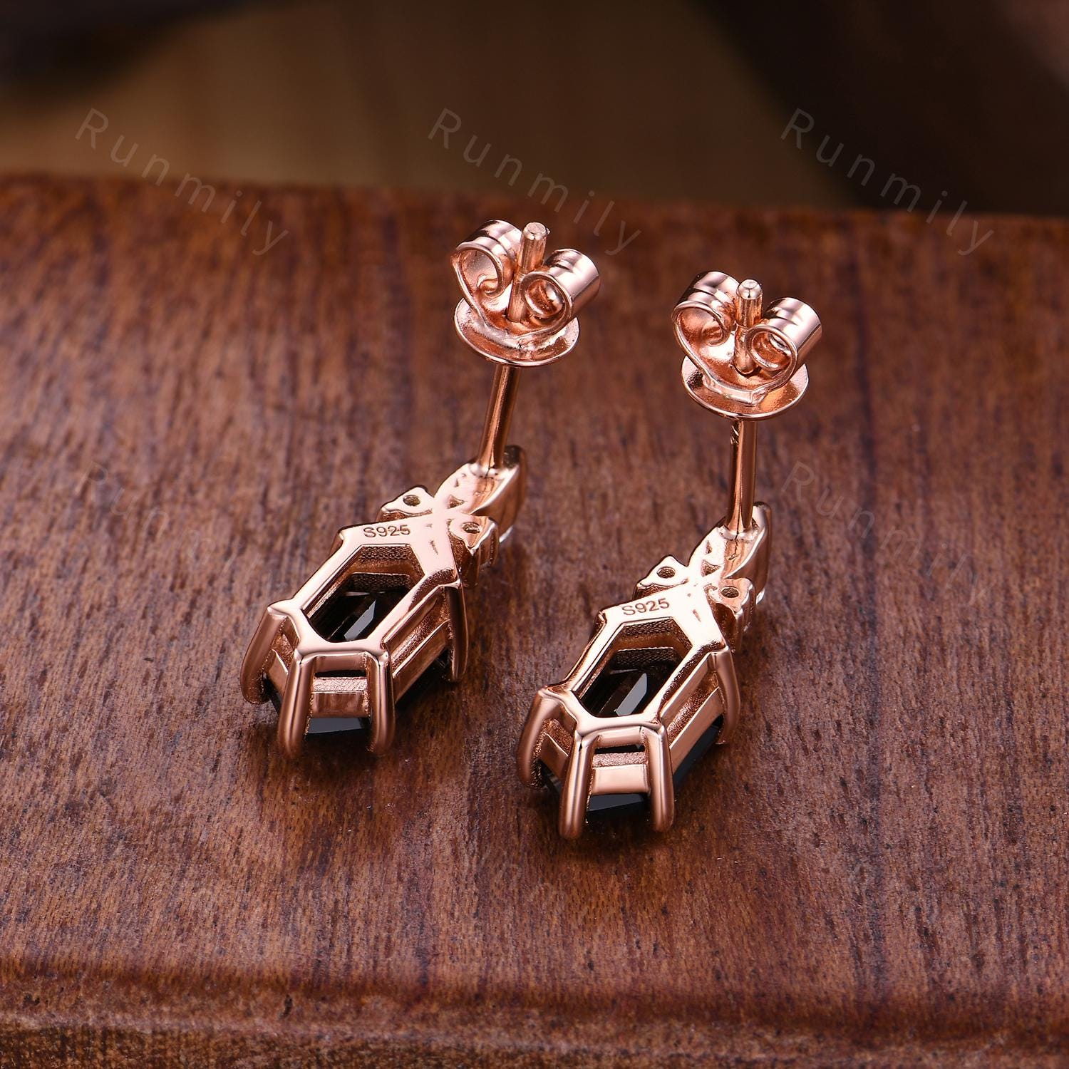 Black Onyx Earrings, Dainty Black Earrings, Minimalist Everyday Studs, Hexagon cut Earring For Women's, Birthday Gift Earrings, Holiday Gift