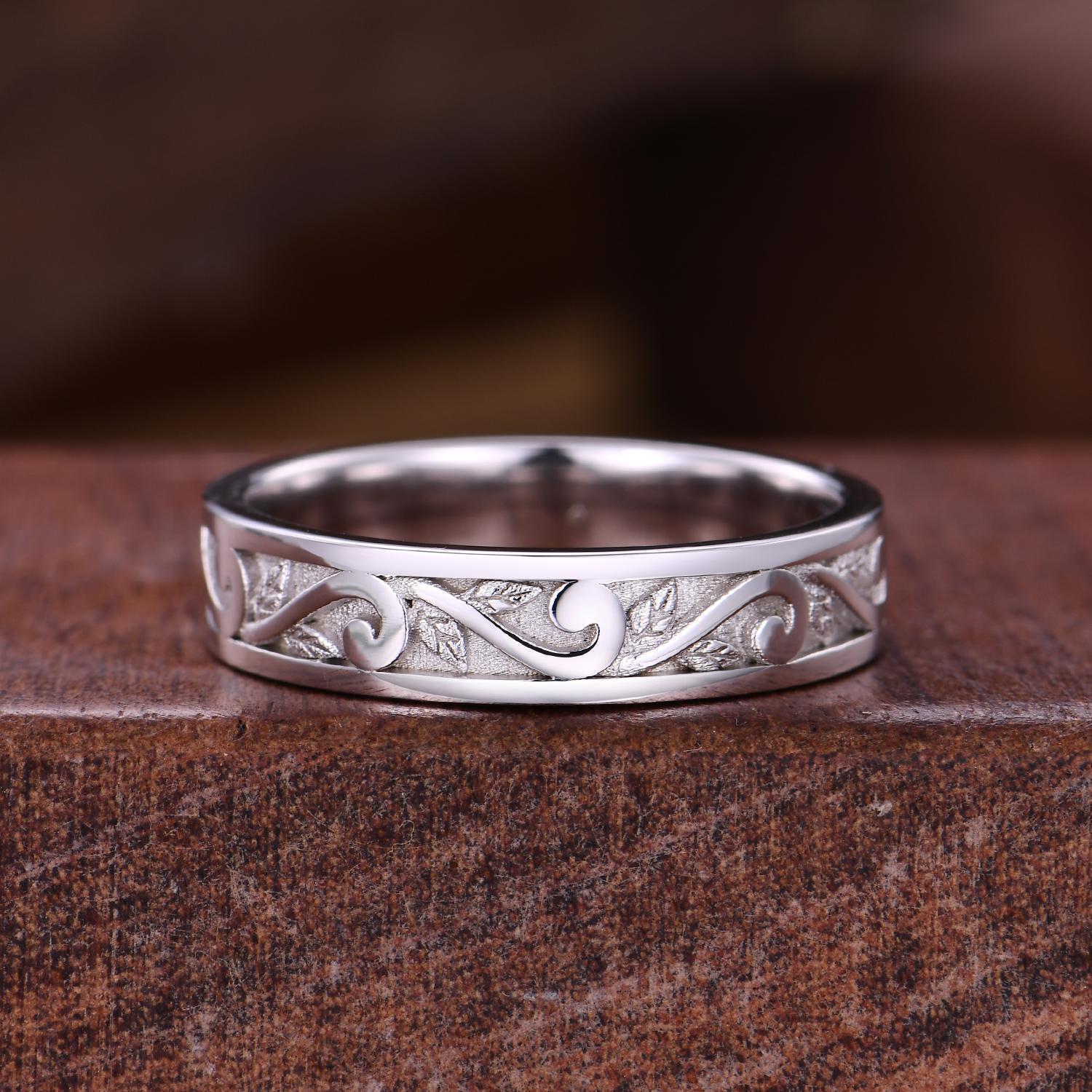 2pcs Couple Rings Set Inspired Leaf Amethyst Engagement Ring For Women Vintage Leaf Wedding Band For Men Unique Wedding Anniversary Ring Set