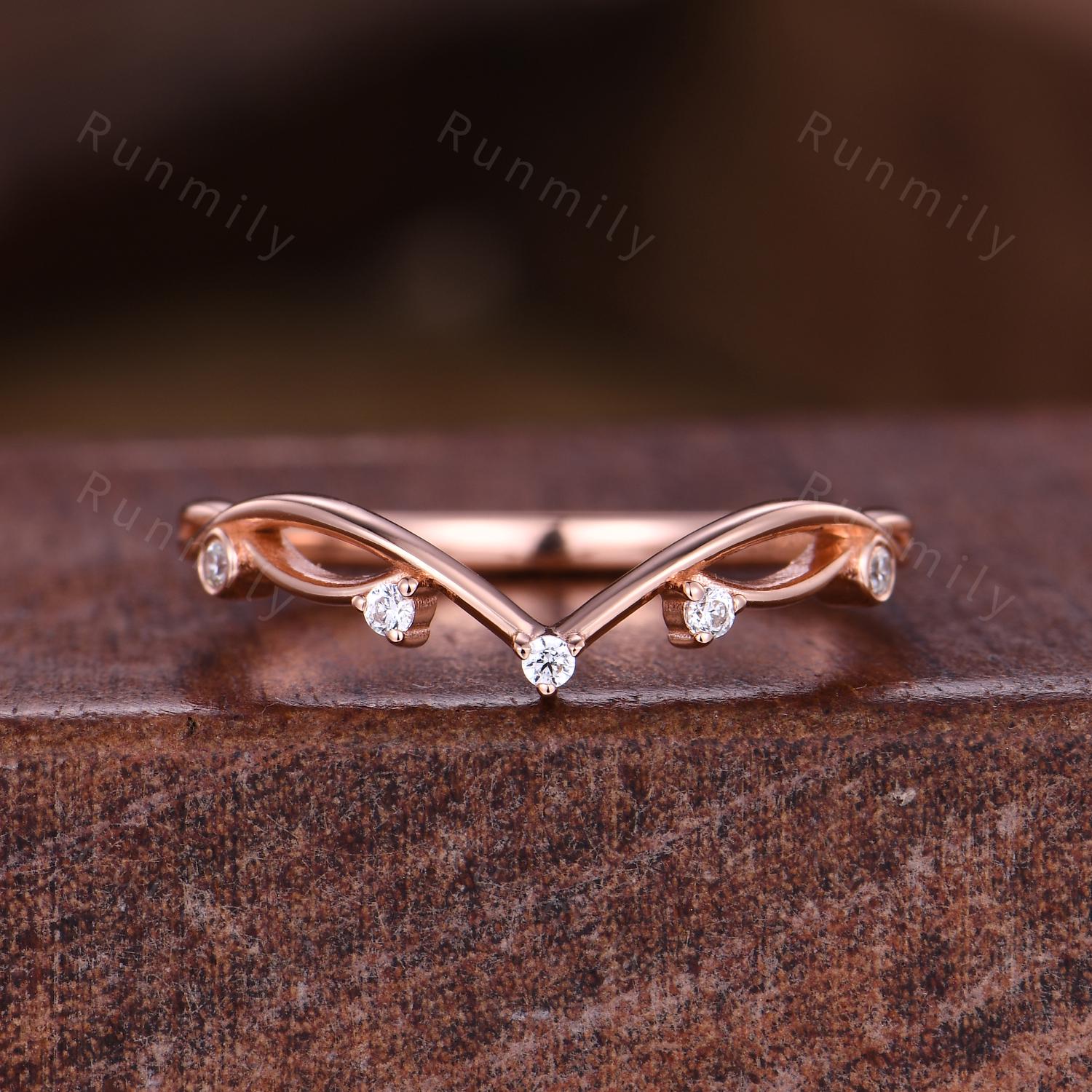 Unique Black Onyx Engagement ring set Cruved stacking wedding band Rose gold split shank moissanite Bridal set Anniversary ring gift