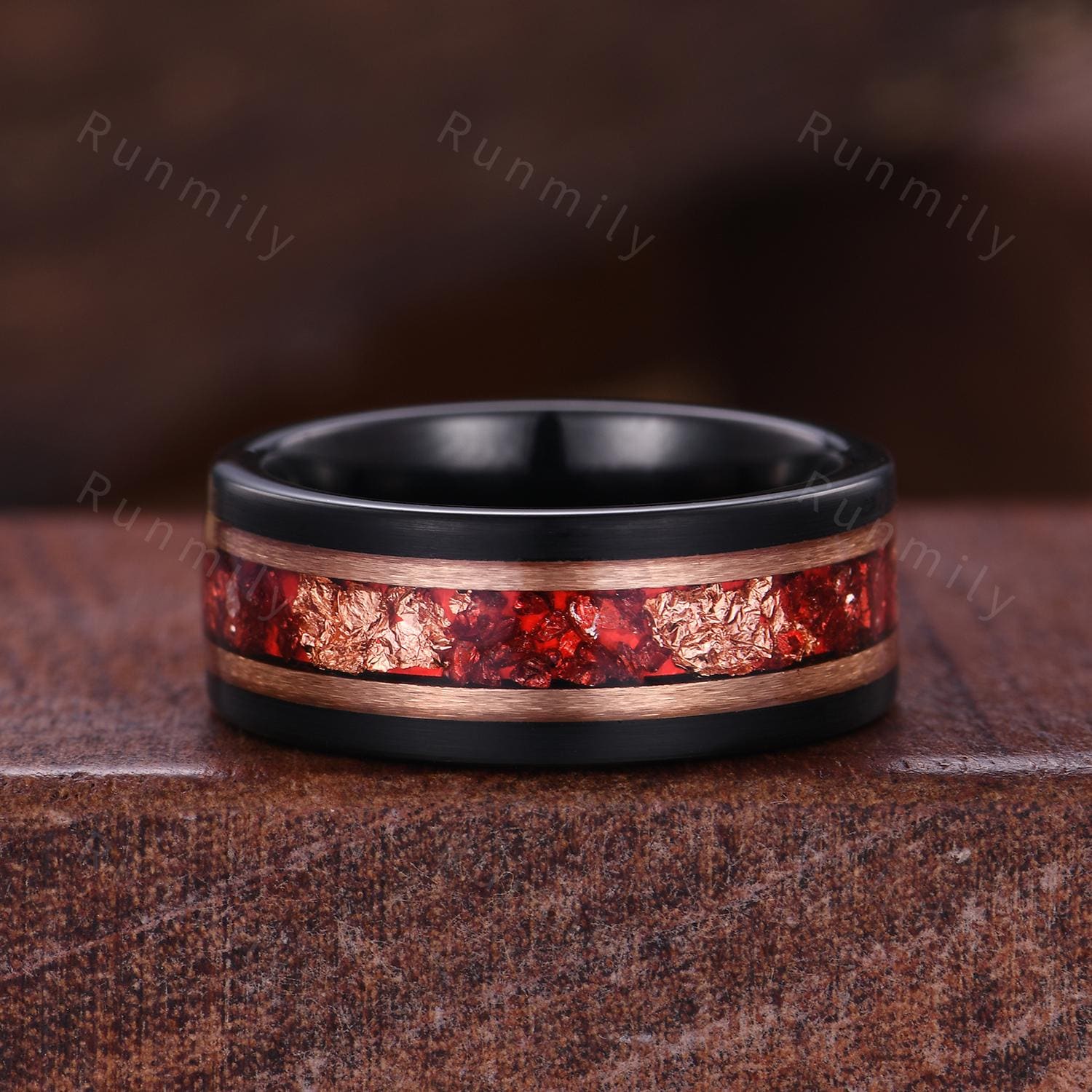 Vintage Hexagon Garnet Couples Ring Set Double Curved Diamond Band Rose Gold His and Her Bands Mens Garnet Ring Promise Ring For Couple