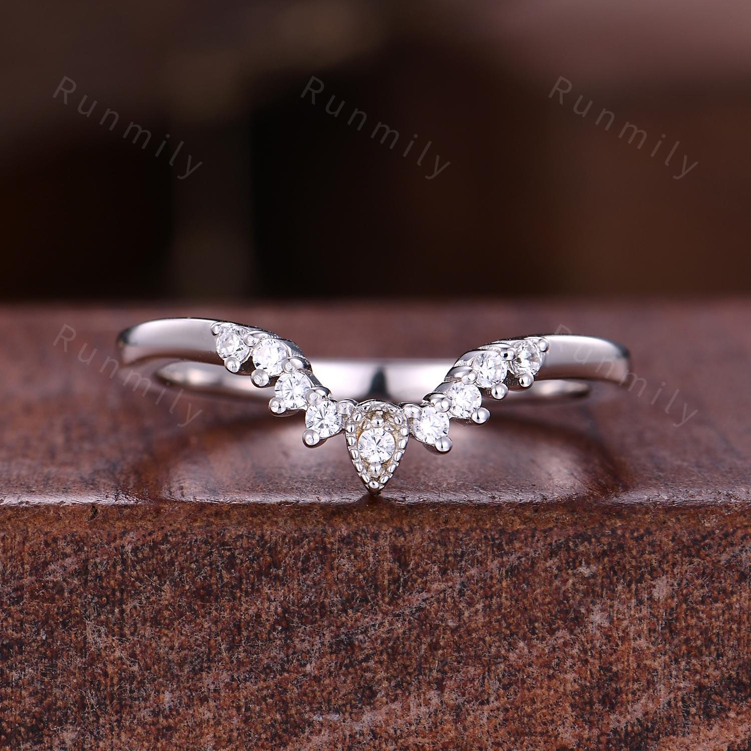 Coffin cut black onyx engagement ring sterling silver ring art deco curved stacking band vintage bridal ring unique moissanite wedding set