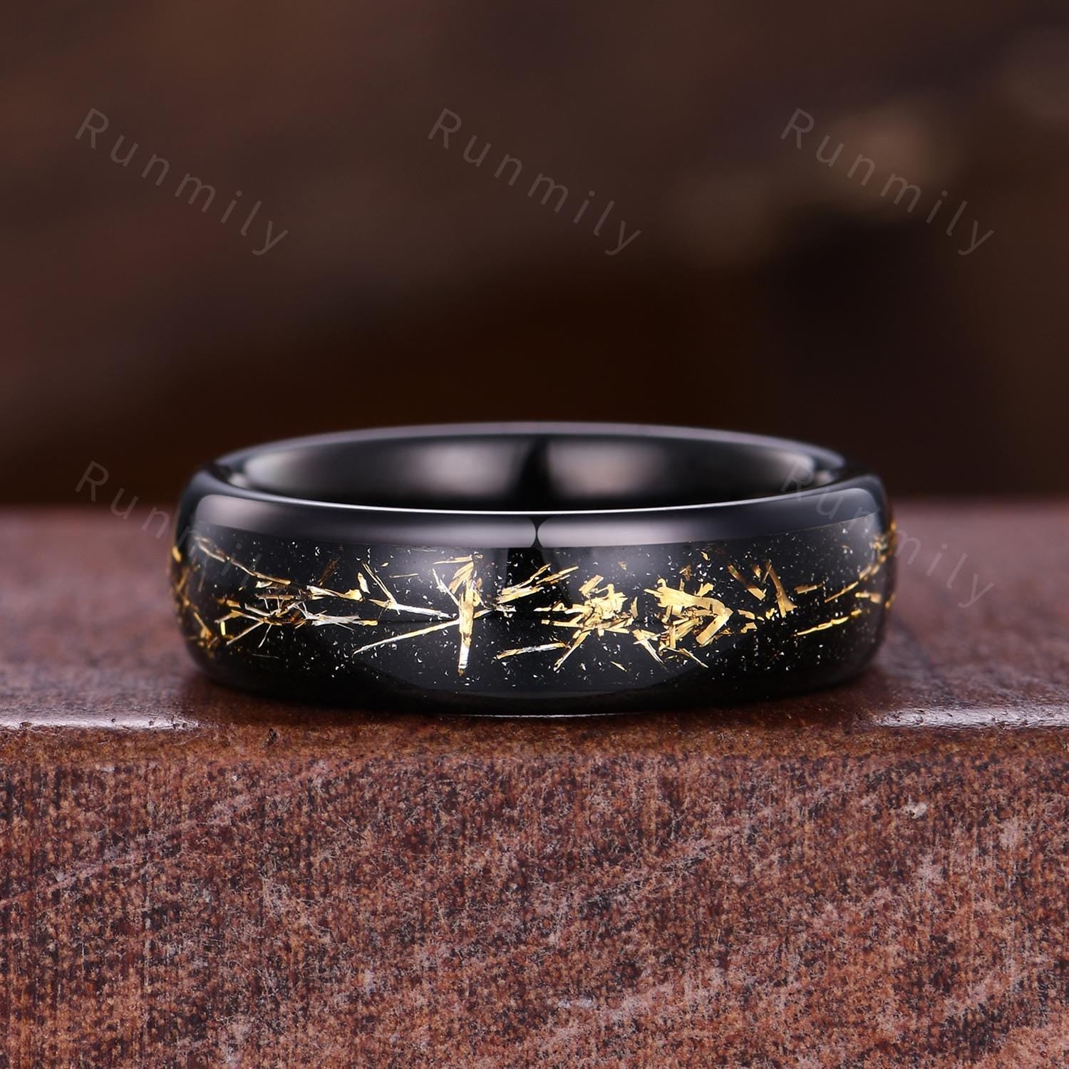 Vintage Black Onyx Couple Ring Yellow Gold His And Hers Wedding Band Celtic Knot Ring Mens 6mm Black Tungsten Ring Couple Promise Ring Set