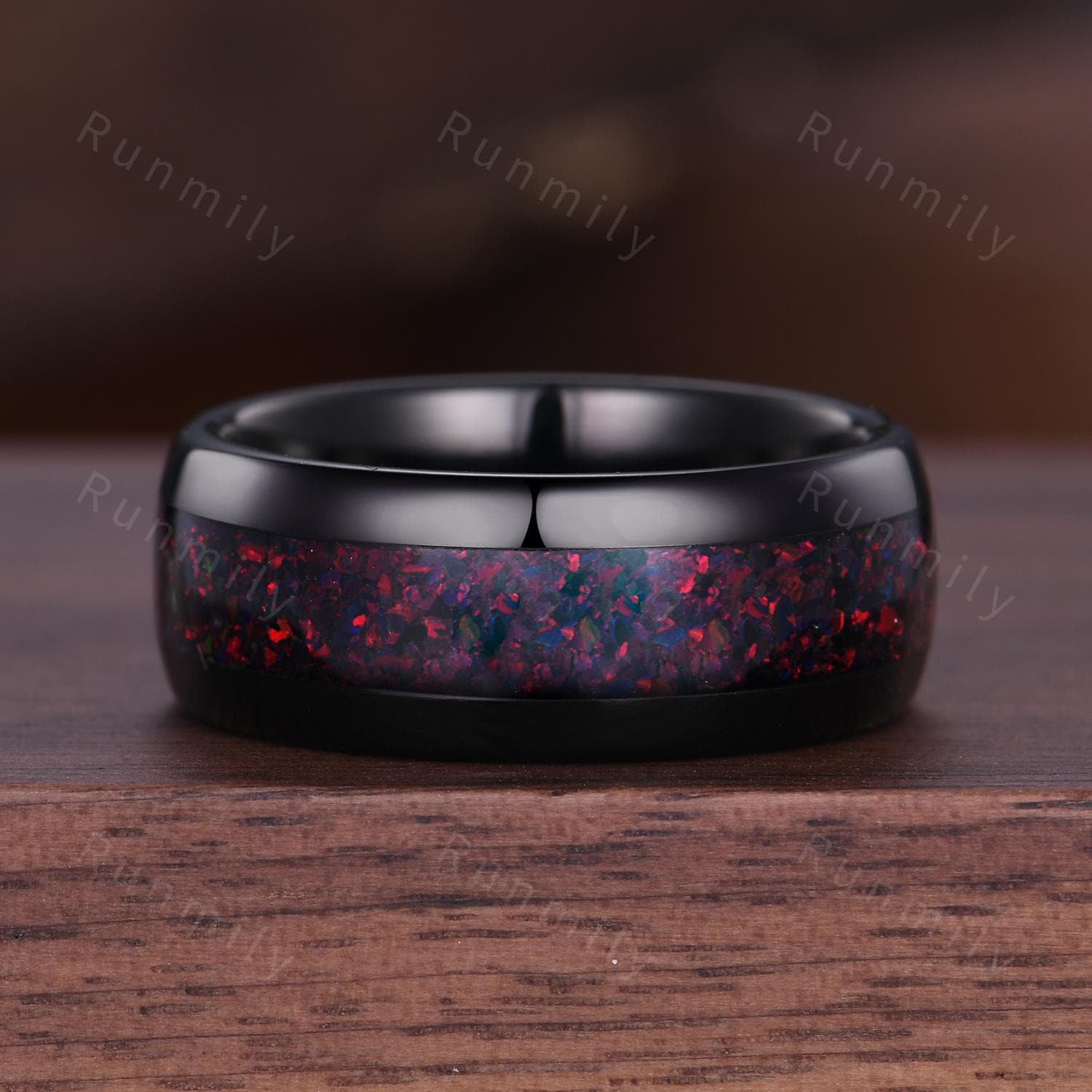 Oval Red Garnet Couples Ring Set Black Gold & Tungsten His And Hers Wedding Band Mens Garnet Ring Unique Matching Promise Rings