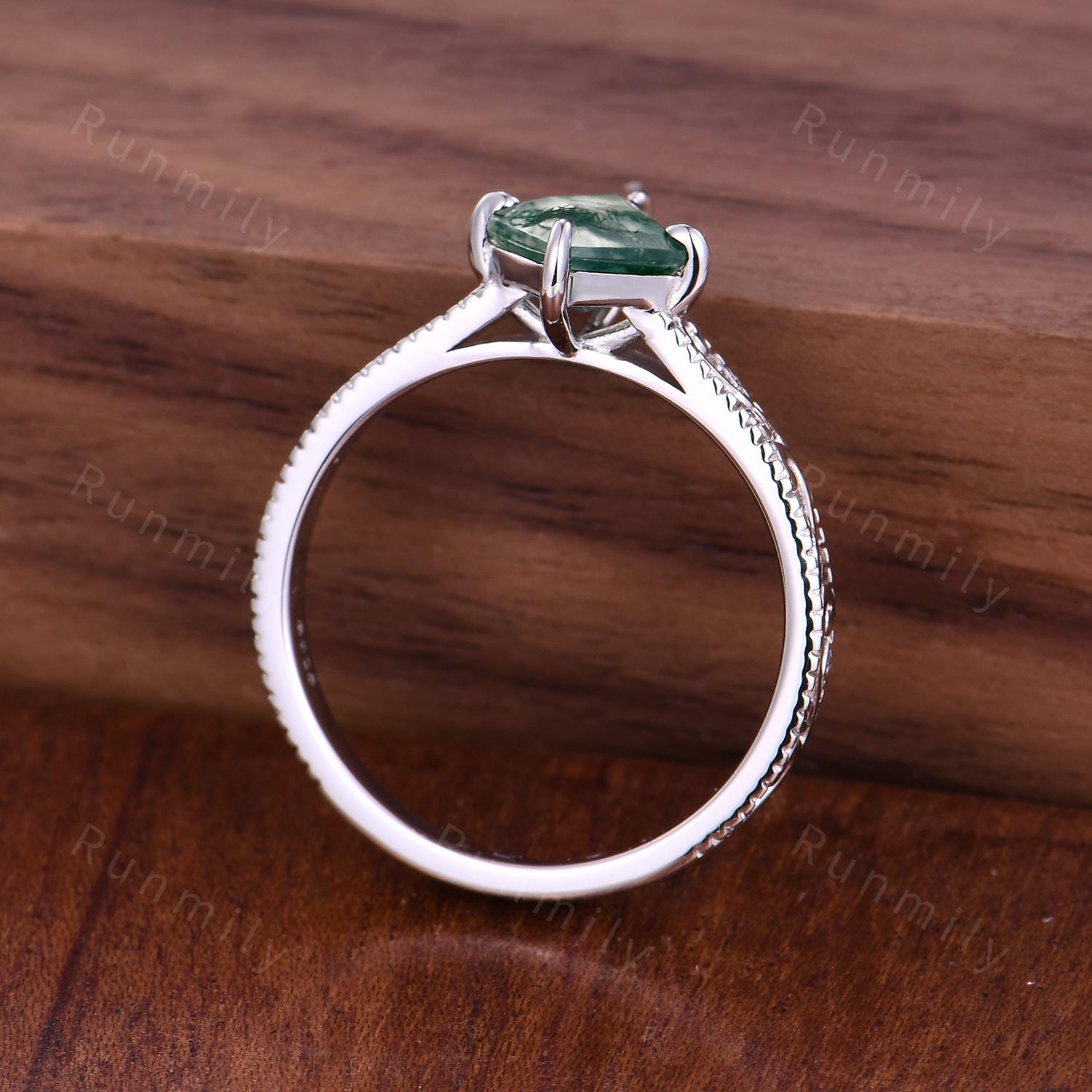 Kite Cut White Opal Engagement Ring Filigree Vintage Leaf Style 14k White Gold Antique Bridal Promise Ring October Ring