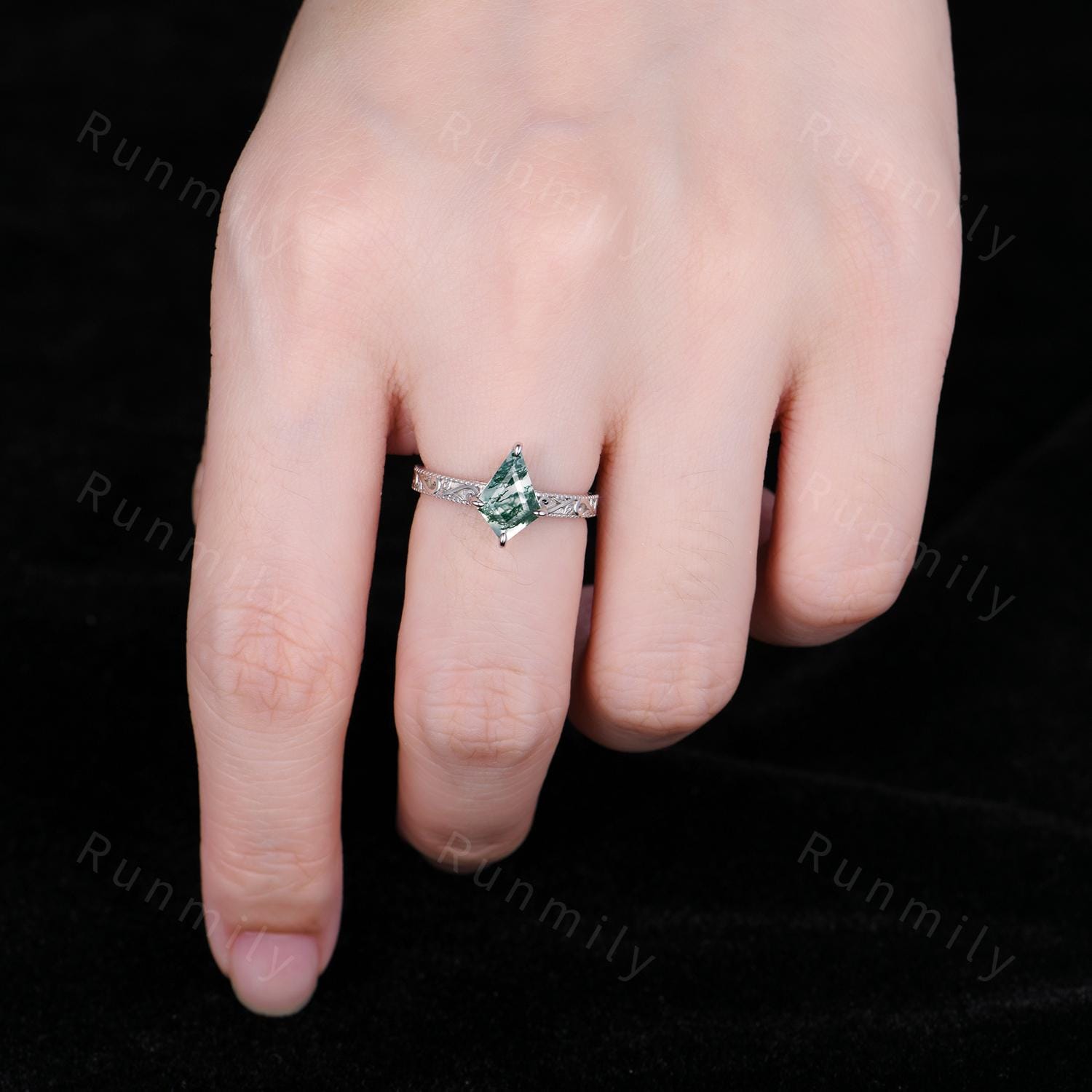 Kite Cut White Opal Engagement Ring Filigree Vintage Leaf Style 14k White Gold Antique Bridal Promise Ring October Ring