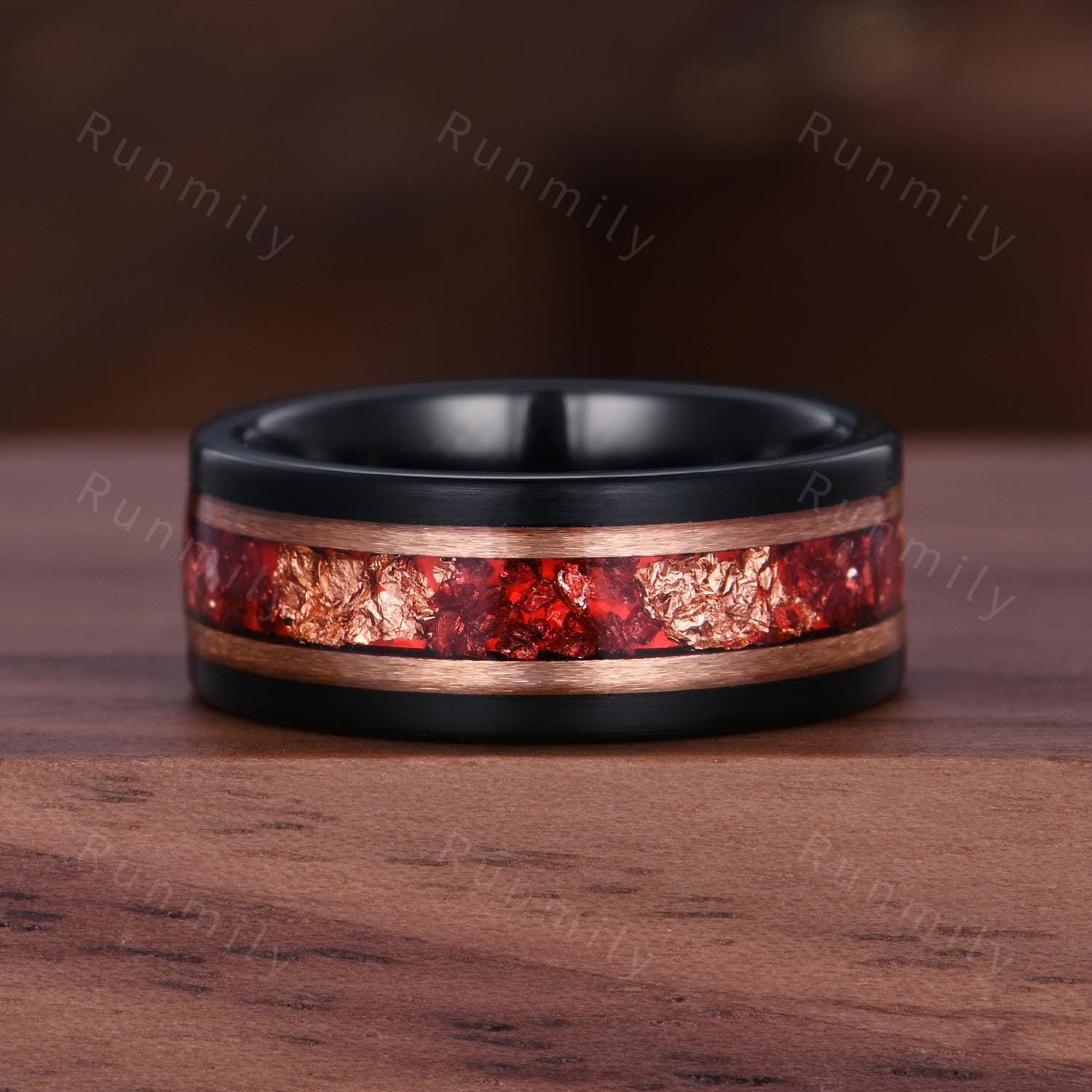 Oval Cut Ruby Couples Ring Set - Rose Gold His and Hers Wedding Band - Mens Tungsten Ruby Ring - July Birthstone Matching Promise Rings